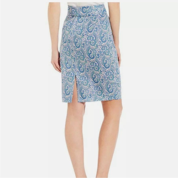 ANTONIO MELANI Blue and Pink Paisley Pencil Skirt - Picture 7 of 11